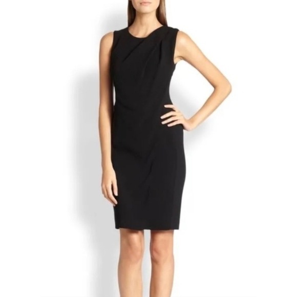 Max Mara Dresses & Skirts - MaxMara Ghisa Black Draped Crepe Side Paneled sleeveless Asymmetrical Dress Sz 8